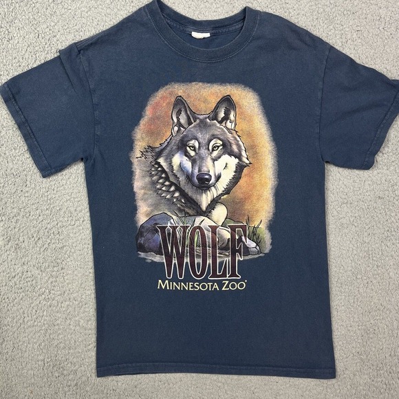 WOLF Other - Vintage Wolf Minnesota Zoo Animal T Shirt Blue MN‎ Size Small